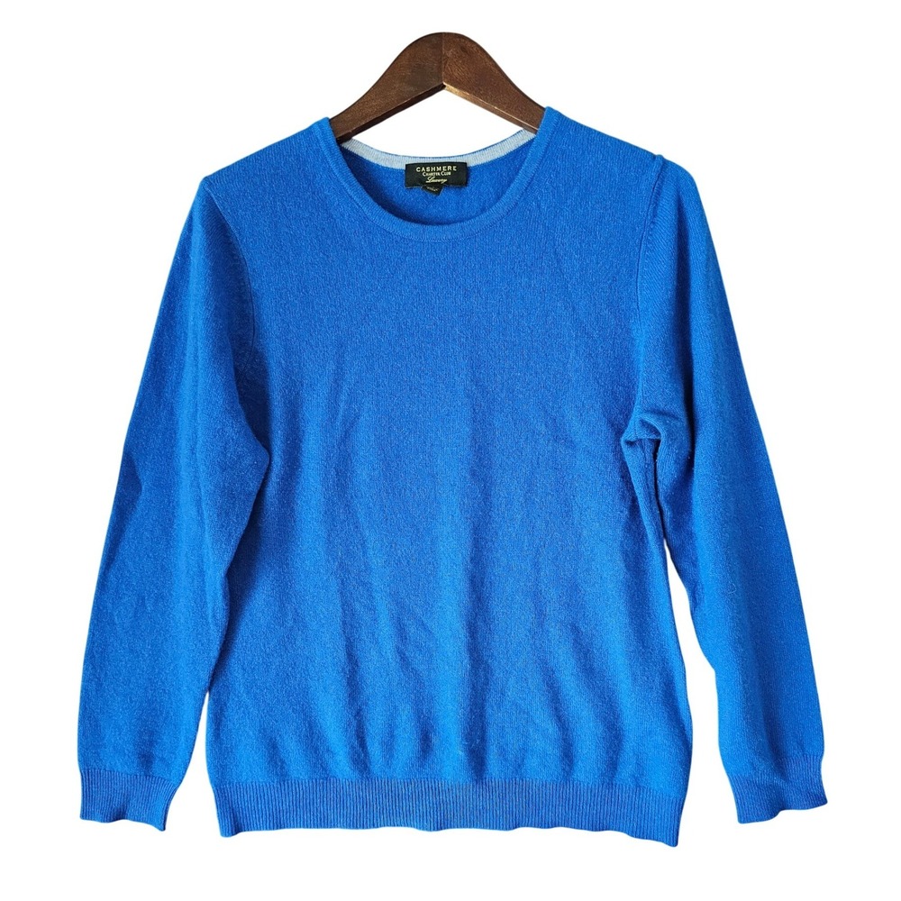 Charter‎ Club Luxury Womens 100% Cashmere Crewneck Sweater Royal Blue Large